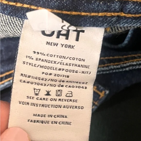OAT New York Dark Wash Wide Leg Jeans Raw Hem High Rise Flat Front Sz 8/29 - Picture 5 of 7
